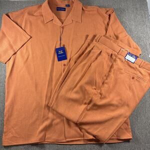 Tony Blake Y2K Shirt Pants Set Shirt Sleeve Orange 3XL NWT Pants 46/34